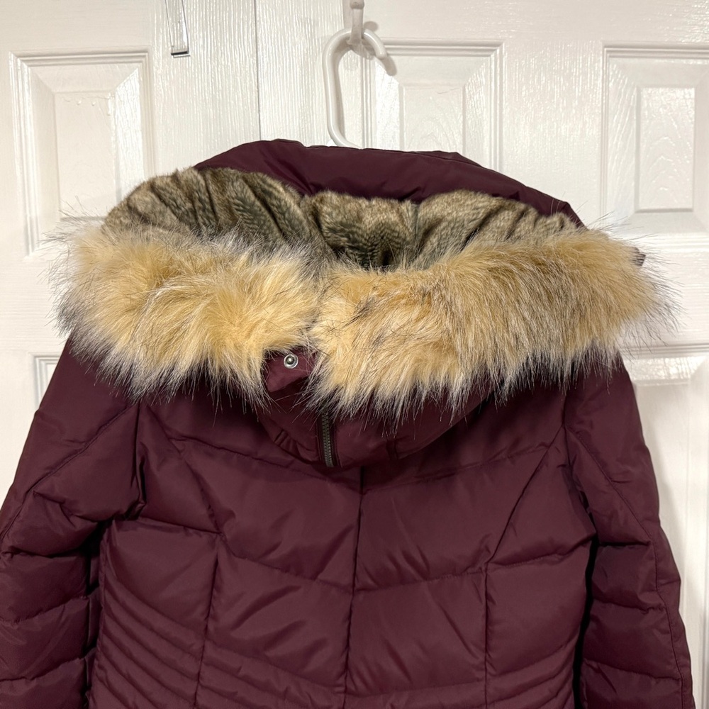 Pajar Maroon Burgundy Down Puffer Coat with Faux Fur Trim - Picture 7 of 16